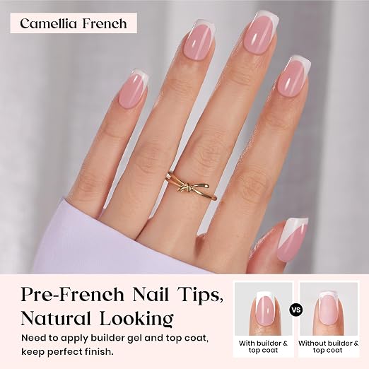 1 - Press On Nails Only | Short Squoval | Pink French