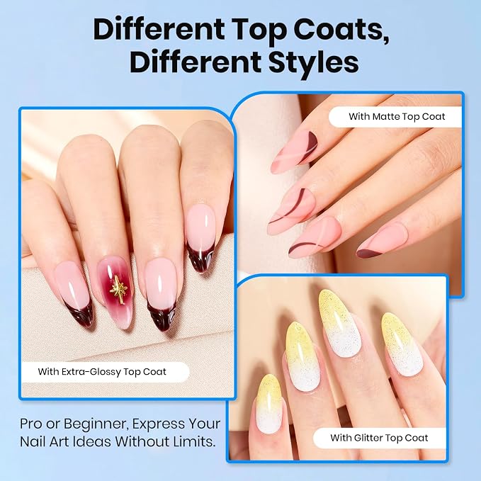 6 Pcs Hema-Free Gel Base & Top Coat & Nail