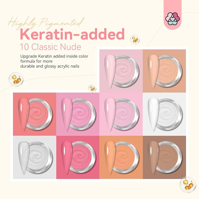 1-Keratin Professional Acrylic Powder Set 10 Colors