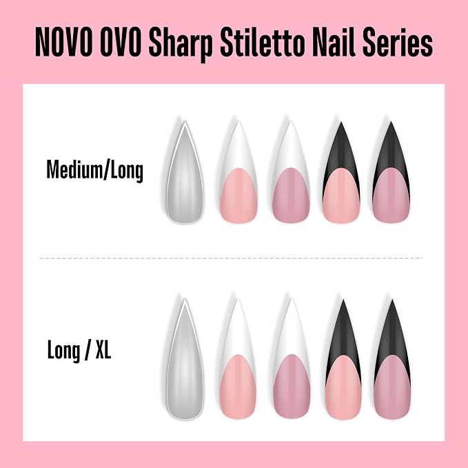 Medium / Long Clear Sharp Stiletto Nail Tips 224