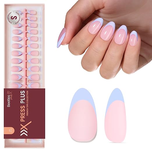 5 - Press On Nails Only | Short Amlond | Blue French