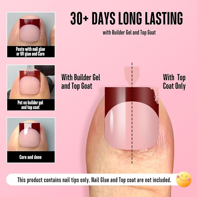Sharp Square Toe Nail Tips BABY PINK 8 color for winter