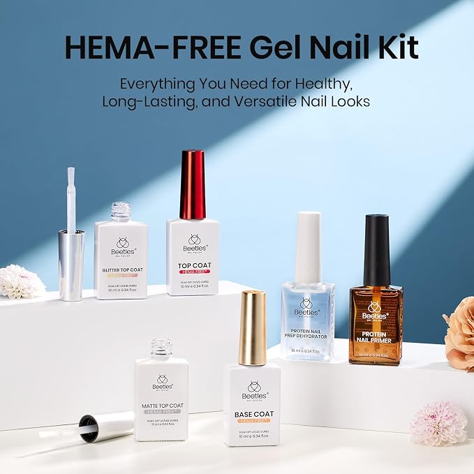 6 Pcs Hema-Free Gel Base & Top Coat & Nail