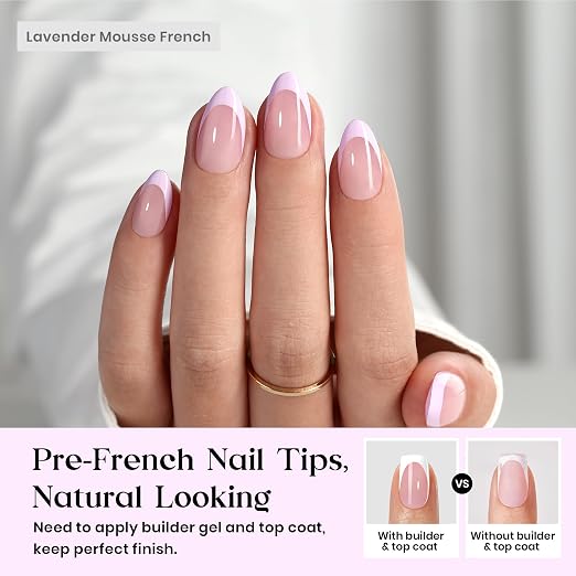 5 - Press On Nails Only | Short Amlond | Purple French