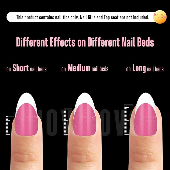 Almond White French Tip Rose Pink