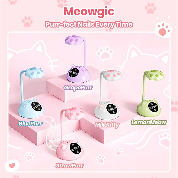 1-Pink Meowgic StrawPurr Mini UV Nail Lamp