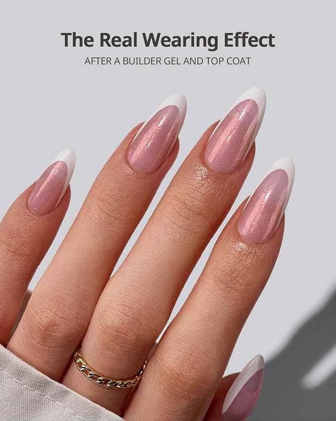 01 M - Almond French in Pink Glitter Base