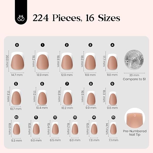 4 - Press On Nails Only | Short Squoval | Brown French