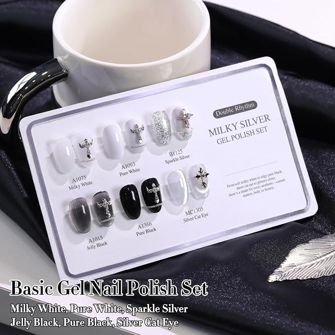 Milky Black White Silver