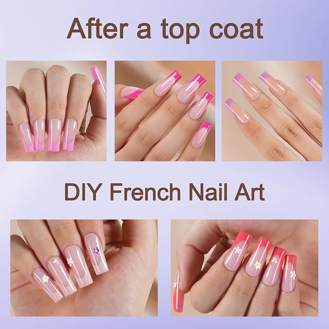 Pink Long Square nail kit