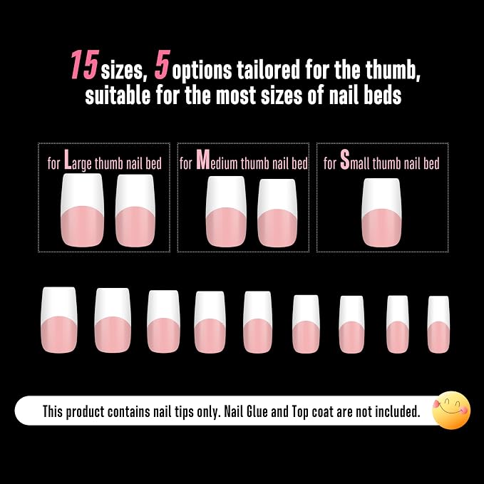 Square Wide White French Tip Baby Pink