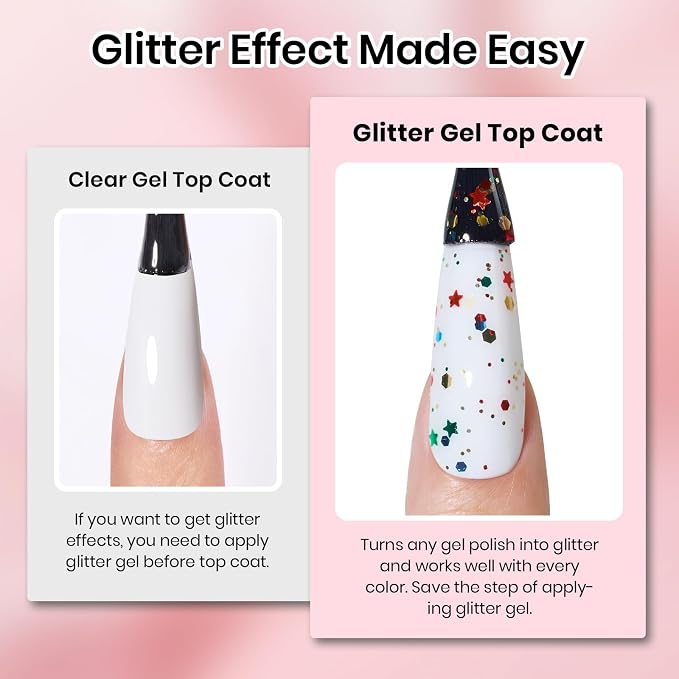 6Pcs Glitter Gel Top Coat Set