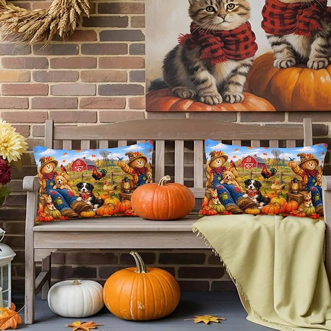 Barn Red, Denim Blue, Pumpkin Orange, Hay