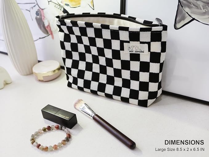 SX098-01 Black White Checkered Corduroy