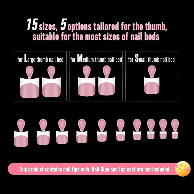 Short Sharp Square Toe Nail Tips with Moon Curve White French Tip Berry Pink