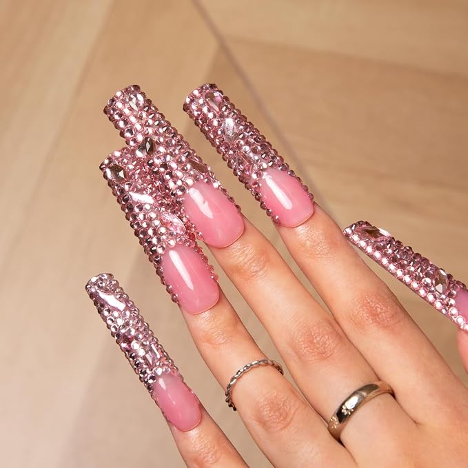 Pink French Tip Rhinestone