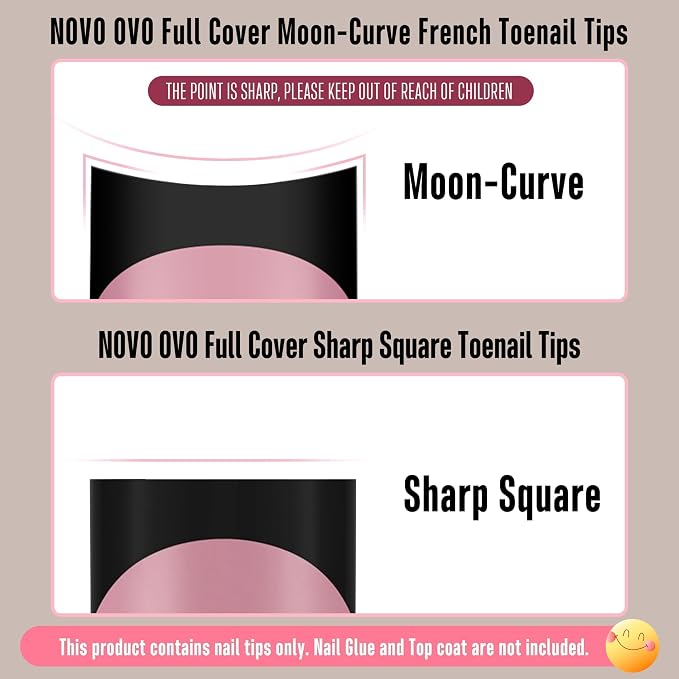 Short Sharp Square Toe Nail Tips with Moon Curve Black French Tip Berry Pink