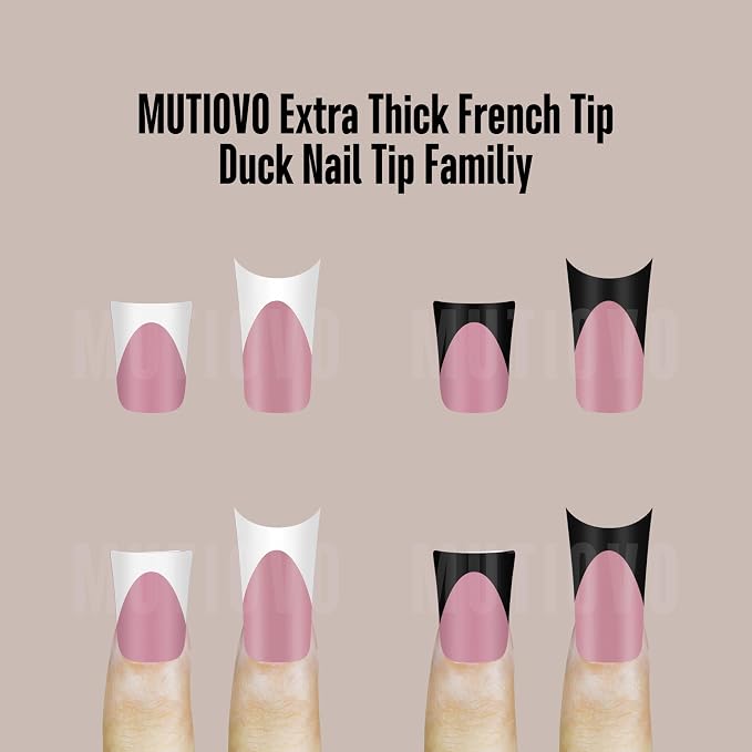Duck Nails Black French Tips Berry Pink Moon Curve