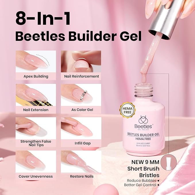 3-2-3 Pcs glitter Builder Nail Gel & Gel Top and Base