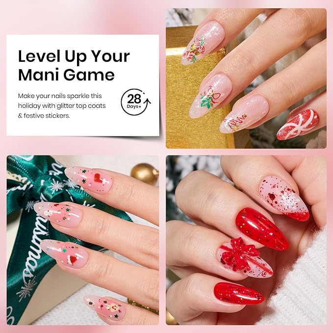 6Pcs Glitter Gel Top Coat Set