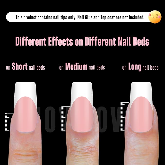 Square White French Tip Baby Pink