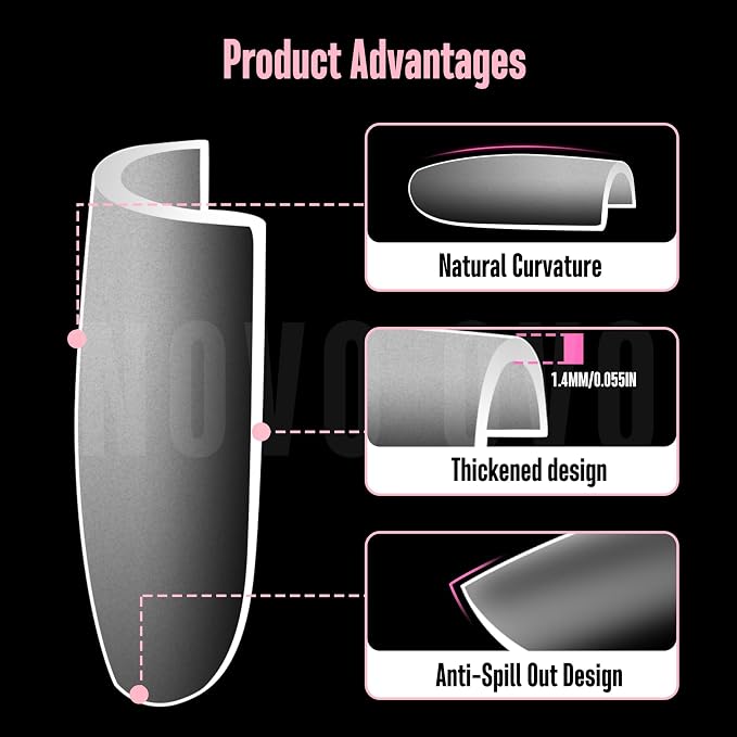 Short Sharp Square Nail Tips Clear 240