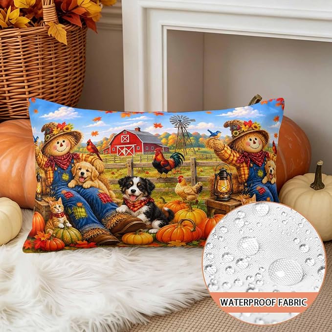 Barn Red, Denim Blue, Pumpkin Orange, Hay