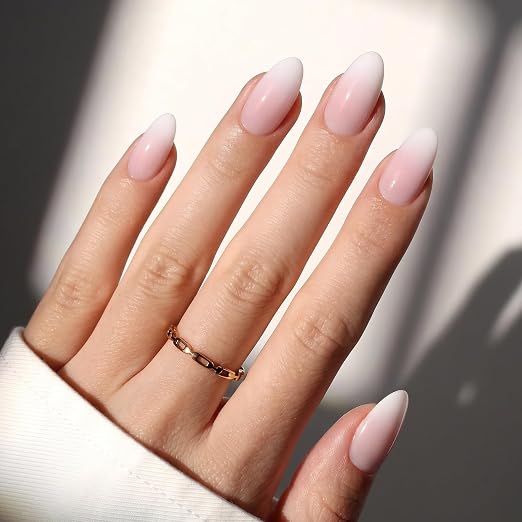 3 - Press On Nails Only | Short Amlond | White Ombre