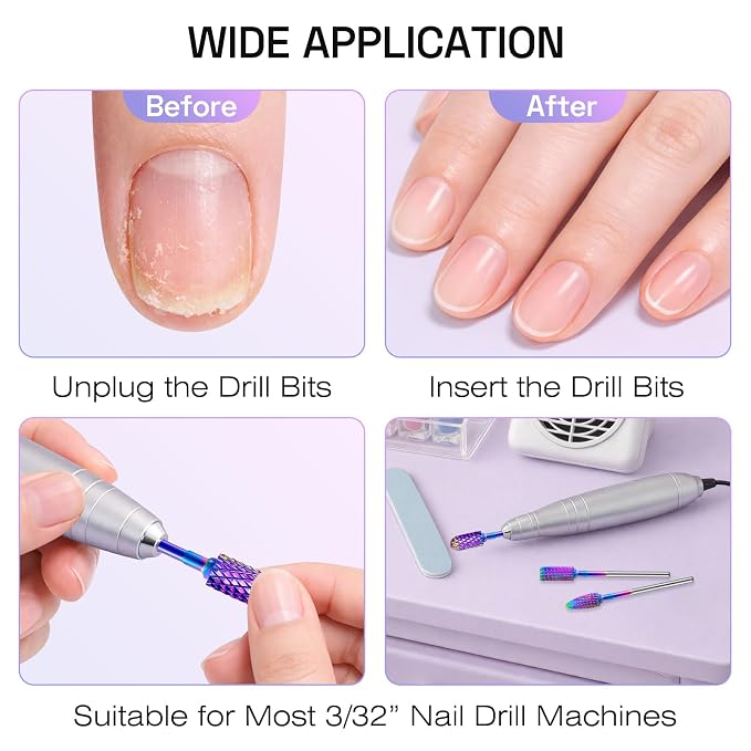 30Pcs Nail Bits with Pink Case