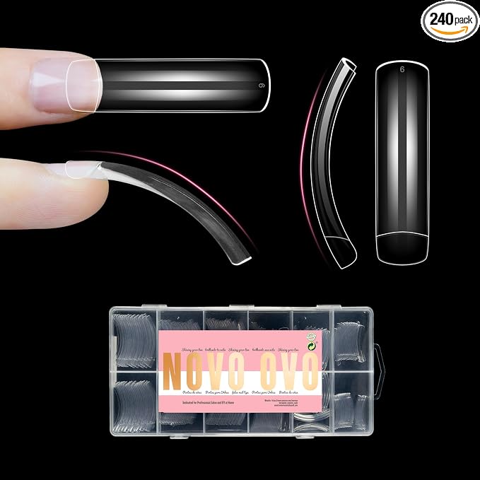 XXL Half Cover Curved Square Nail Tips 240