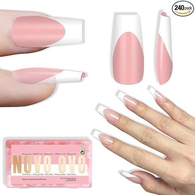 Coffin White French Tip Baby Pink