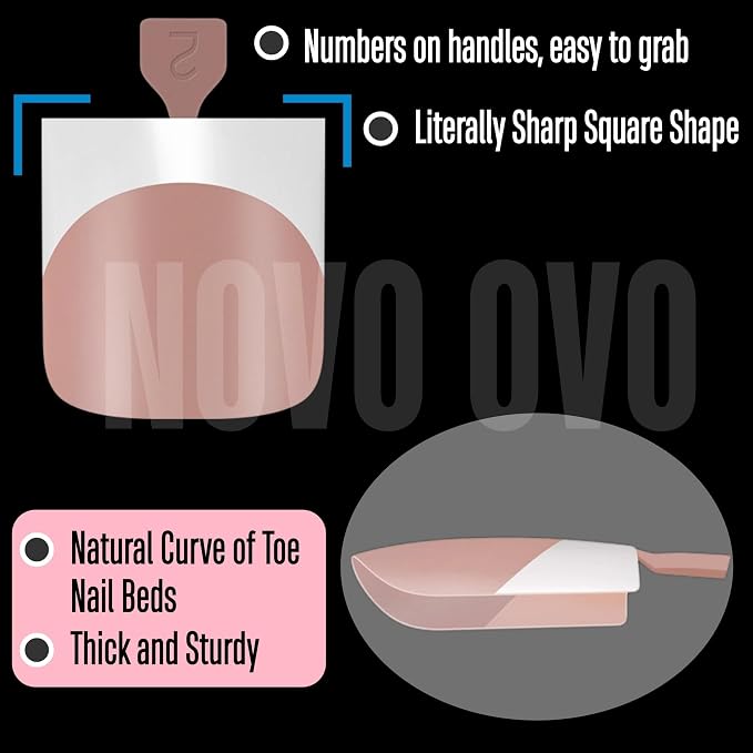 Sharp Square French tip Toe Nail Tips Brown Pink