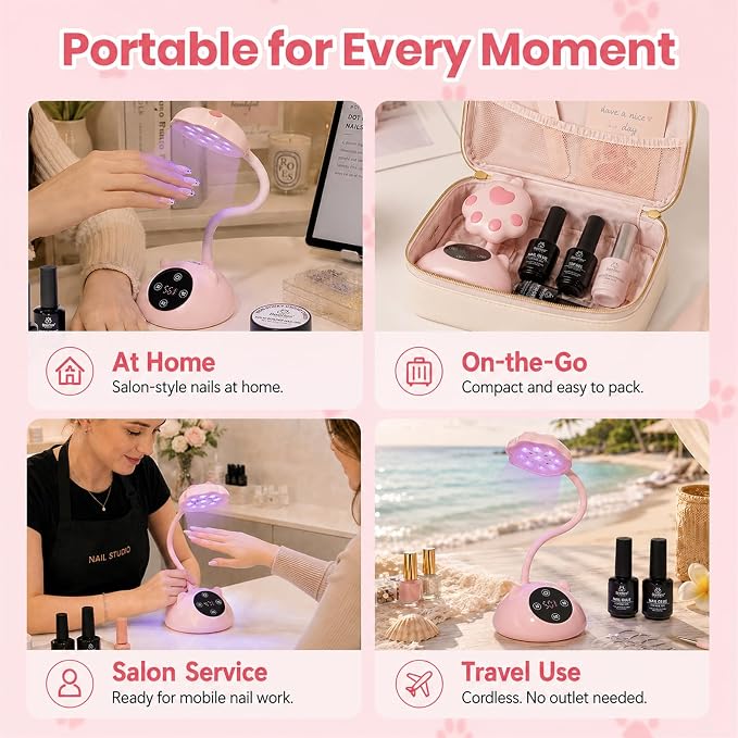 1-Pink Meowgic StrawPurr Mini UV Nail Lamp