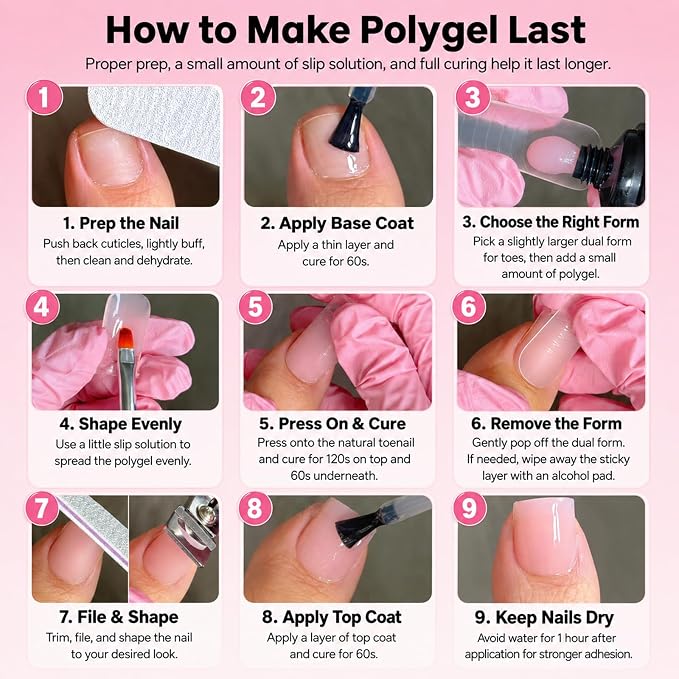 02- 3 Colors Complete Starter Polygel Toenail Kit