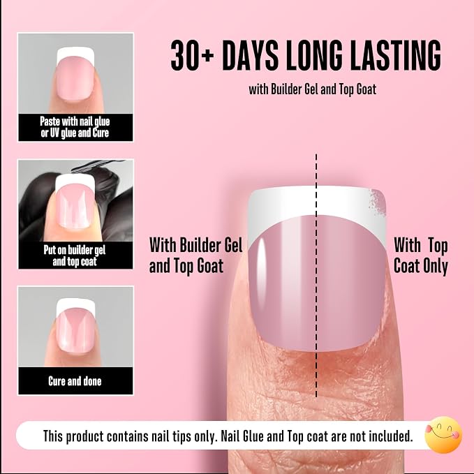 XXS Extra Short Square Round White French Tip BERRY PINK