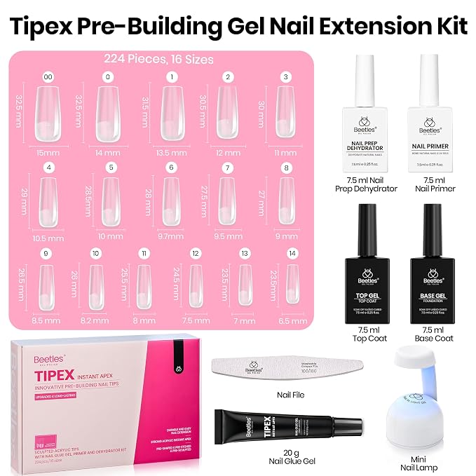 4 - Tipex Nails Kit | Long Square | 224