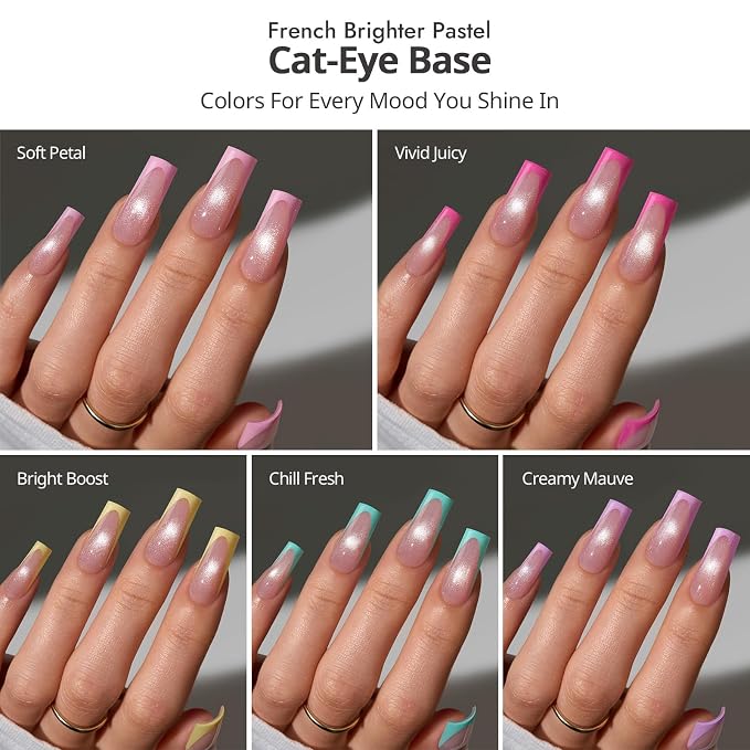 06 L - Square Brighter Pastel French in Cat Eye Base