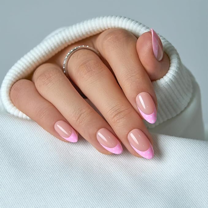 B9 - Pink French Tip Polka Dots