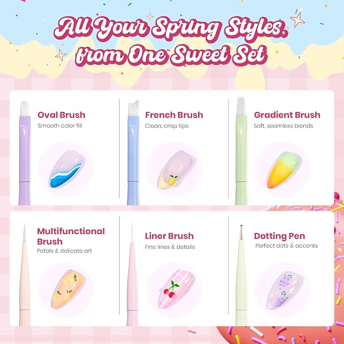 6pcs Spring Nail Art Brushes