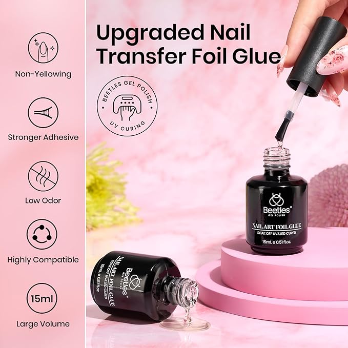 2Pcs Nail Foil Glue with Lace Stickers
