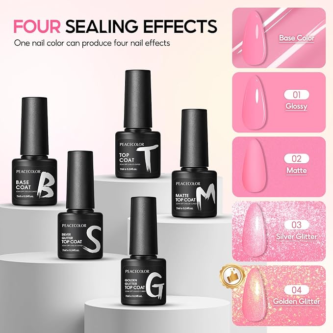 35Pcs Neon Colors+ 5Pcs Top Base Coat
