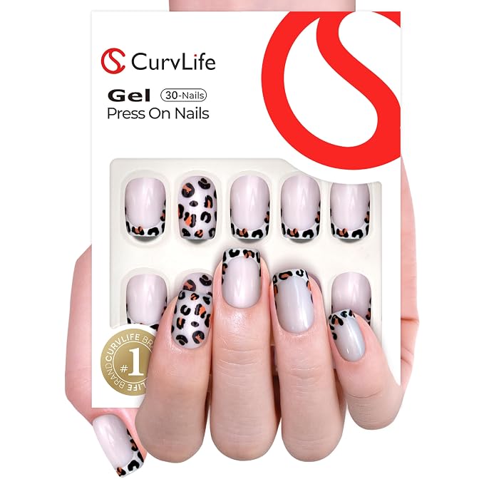 leopard print French nails