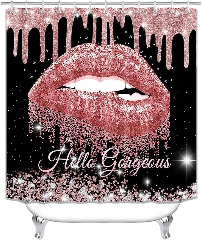Rose Gold Glitter Sexy Lips