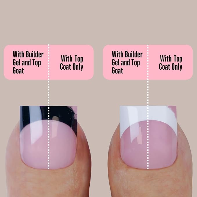 Sharp Square Toe Nail Black and White French Tips Mix