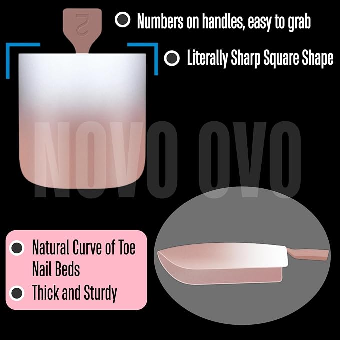 Sharp Square Toe Nail tips Ombre Brown Pink