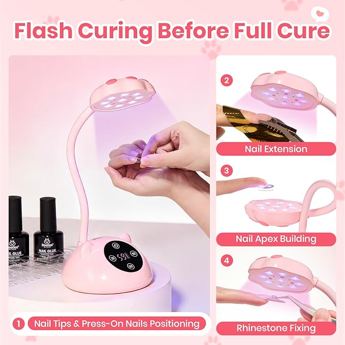 1-Pink Meowgic StrawPurr Mini UV Nail Lamp