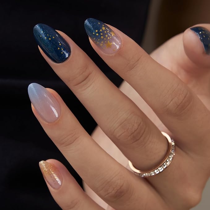 C2 - starry night glitter nails
