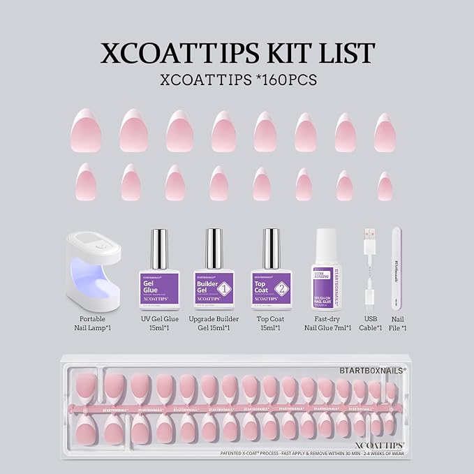 01-Pink Base-Short Almond-Kit
