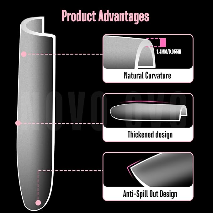 Long Sharp Square Clear Nail Tips 360