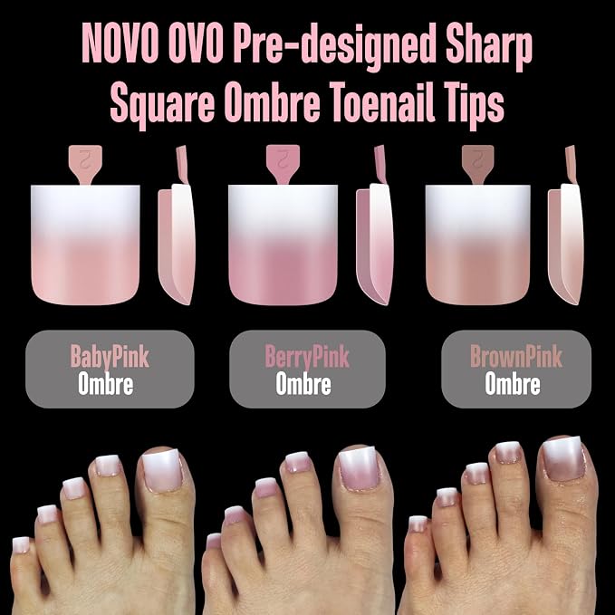 Sharp Square Toe Nail tips Ombre Baby Pink